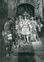 Quäker und König in Whitehall, graviert von Frank French, Illustration aus 